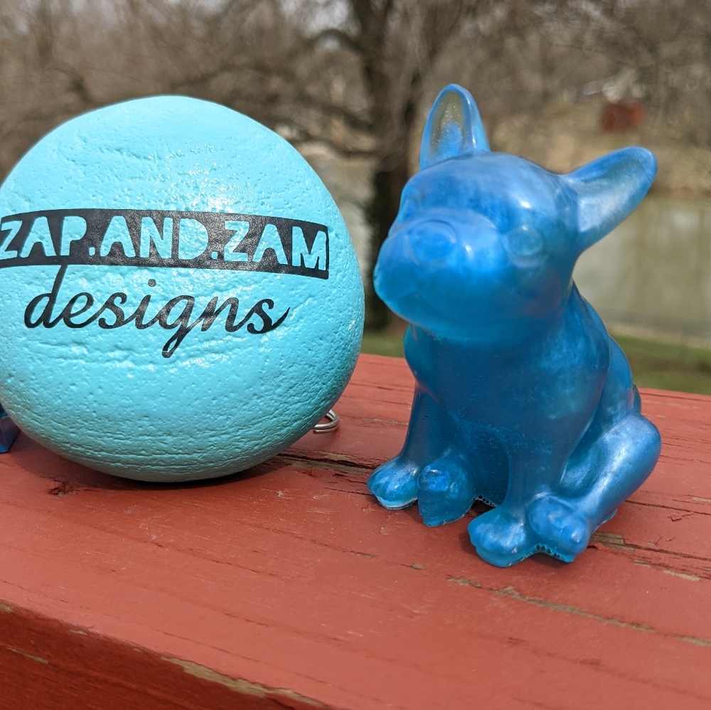 Blue Frenchie Bulldog Handmade Resin Art Cute OOAK Dog Dogs Pet - Picture 4 of 10